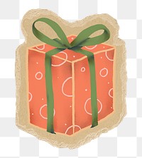 Christmas present png sticker, torn paper transparent background