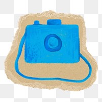 Camera png sticker, torn paper transparent background