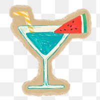 Mocktail png sticker, torn paper transparent background