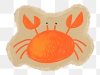 Crab png sticker, torn paper transparent background