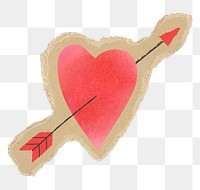 Valentine's heart png sticker, torn paper transparent background