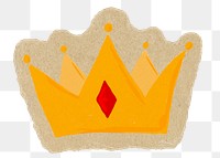 Crown png sticker, torn paper transparent background