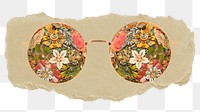 Floral sunglasses png sticker, ripped paper, transparent background