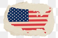 US flag map png sticker, ripped paper, transparent background