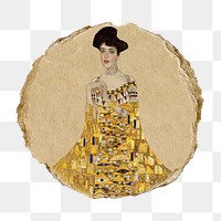 Adele Bloch-Bauer png sticker, ripped paper, transparent background, famous artwork remixed by rawpixel