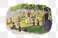 Sunday png on La Grande Jatte sticker, ripped paper, transparent background, famous artwork remixed by rawpixel