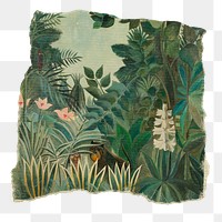 Equatorial jungle png sticker, ripped paper, transparent background