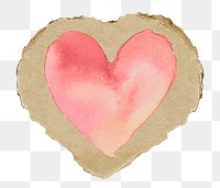 Pink heart png sticker, ripped paper, transparent background