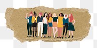 Diverse women png sticker, ripped paper, transparent background