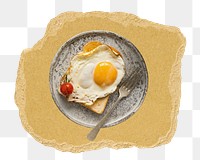 Egg, toast  png sticker, ripped paper, transparent background