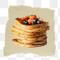 French toast png sticker, ripped paper, transparent background