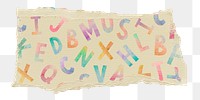 Alphabet pattern png sticker, ripped paper, transparent background