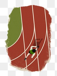 Running track png sticker, ripped paper, transparent background