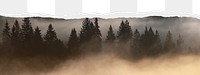 Foggy forest png border sticker on ripped paper transparent background