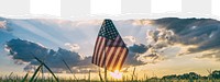 American flag png border sticker on ripped paper transparent background