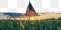 American flag png border sticker on ripped paper transparent background