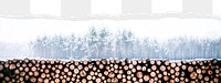 Wood stack png border sticker on ripped paper transparent background