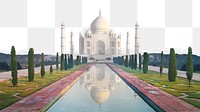 Taj Mahal png border sticker on ripped paper transparent background