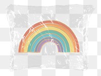 Rainbow doodle png plastic bag sticker, weather concept art on transparent background