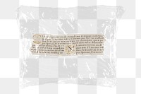 Vintage washi tape png plastic bag sticker, ephemera concept art on transparent background