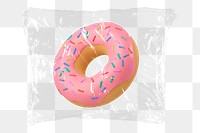 3D donut png plastic bag sticker, junk food concept art on transparent background