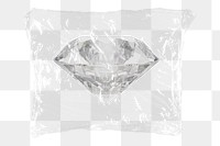 3D diamond png plastic bag sticker, jewelry concept art on transparent background