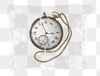 Pocket watch png plastic bag sticker, time, punctuality concept art on transparent background