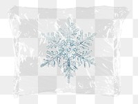 Winter snowflake png plastic bag sticker, Christmas concept art on transparent background