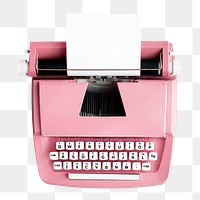 Pink typewriter png sticker, vintage object image on transparent background