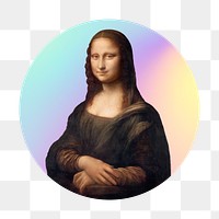 Mona Lisa png, Da Vinci's famous painting on gradient shape background, transparent background, remixed by rawpixel