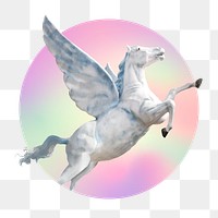 Pegasus png, round badge, round badge, transparent background