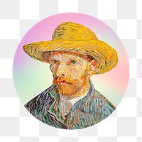 Png Van Gogh's Self Portrait, famous painting on gradient shape background, transparent background, remixed by rawpixel