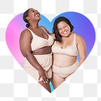 Friends png body positivity concept, heart badge design in transparent background