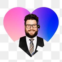 Customer service representative png, heart badge design in transparent background