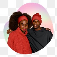 Png fashionable friends in red and back, transparent background