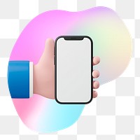 Hand showing phone png, transparent background