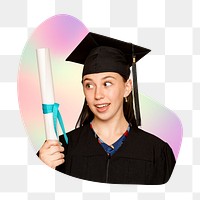 College girl graduation png, transparent background