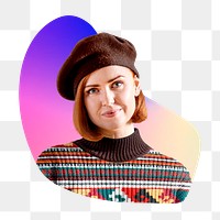 Artsy woman png, transparent background