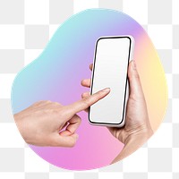 Hand using phone png, transparent background