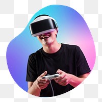 Man wearing vr glass, metaverse game play concept, transparent background