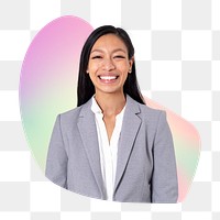 Happy Asian businesswoman png, transparent background