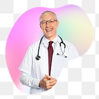 Male doctor png with stethoscope, transparent background