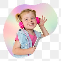 Png girl listening to music, transparent background