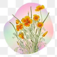 Yellow flower png on gradient shape, transparent background