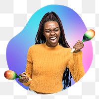 Woman shaking maracas png, transparent background