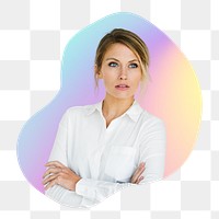Png armed cross businesswoman, transparent background