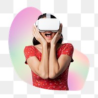 Png woman wearing vr glass, metaverse concept, transparent background