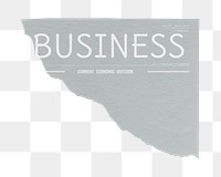 Economic business png ripped newspaper sticker, modern nameplate design, transparent background