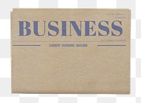 Vintage business png newspaper sticker, kraft design, transparent background