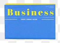 Blue business png newspaper sticker, modern nameplate design, transparent background